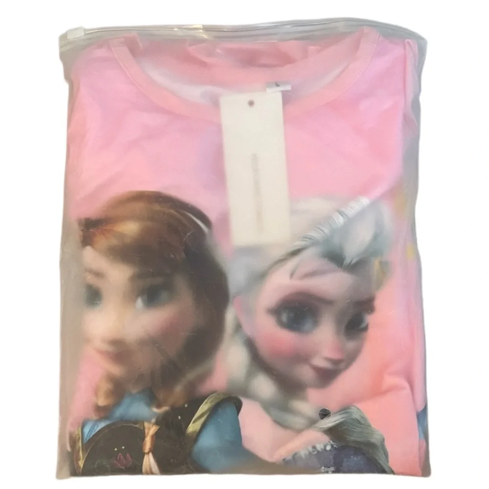 Princess Nightgown Frozen Elsa & Ana Silk Fairytale Disney Princess Pajamas Pink